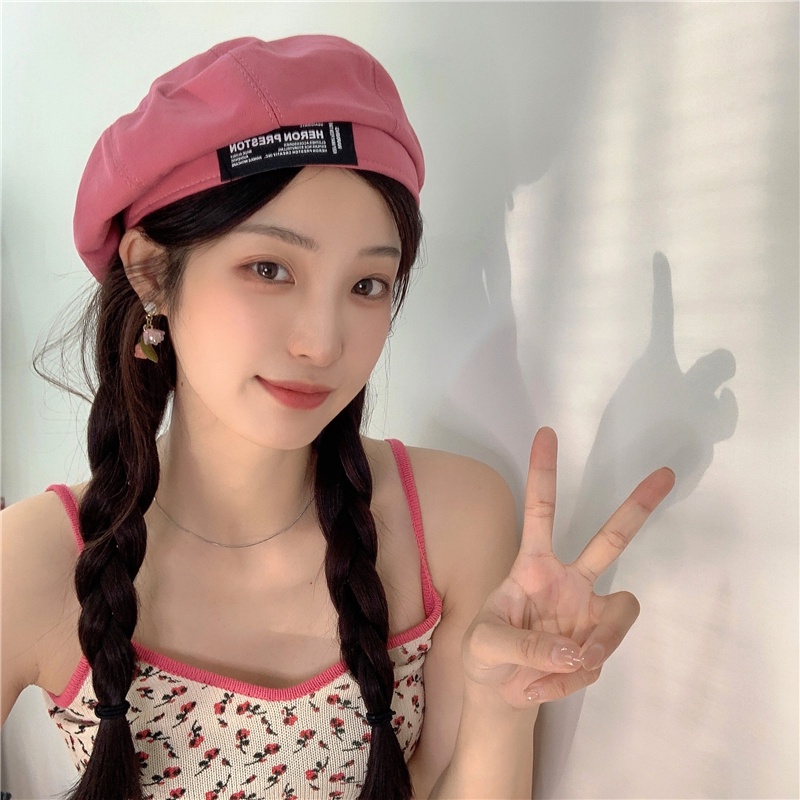 Mũ Beret Mỏng Họa Tiết Chữ Phong Cách Retro Nhật Bản Cho Nữ