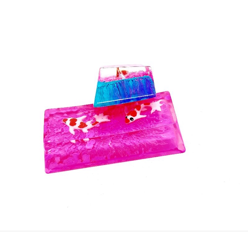 Keycap resin cá koi mini 1.25u tone xanh hồng trang trí bàn phím cơ gaming