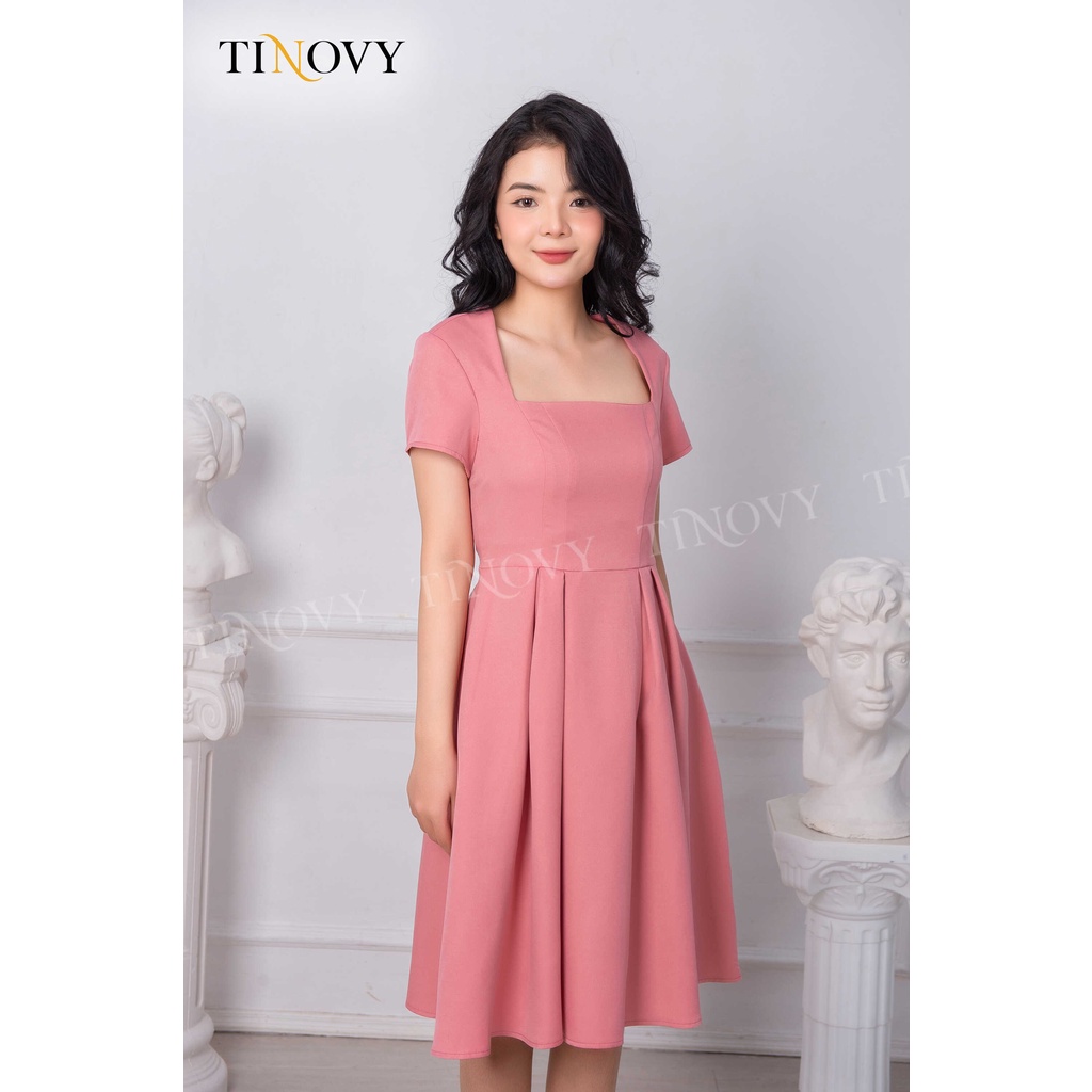 Đầm Xếp Ly Cổ Vuông TINOVY D22610