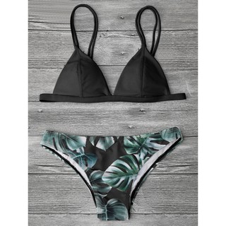 Set đồ bơi có mút đệm nâng ngực họa tiết lá cây kiểu dáng thời trang dành cho nữ