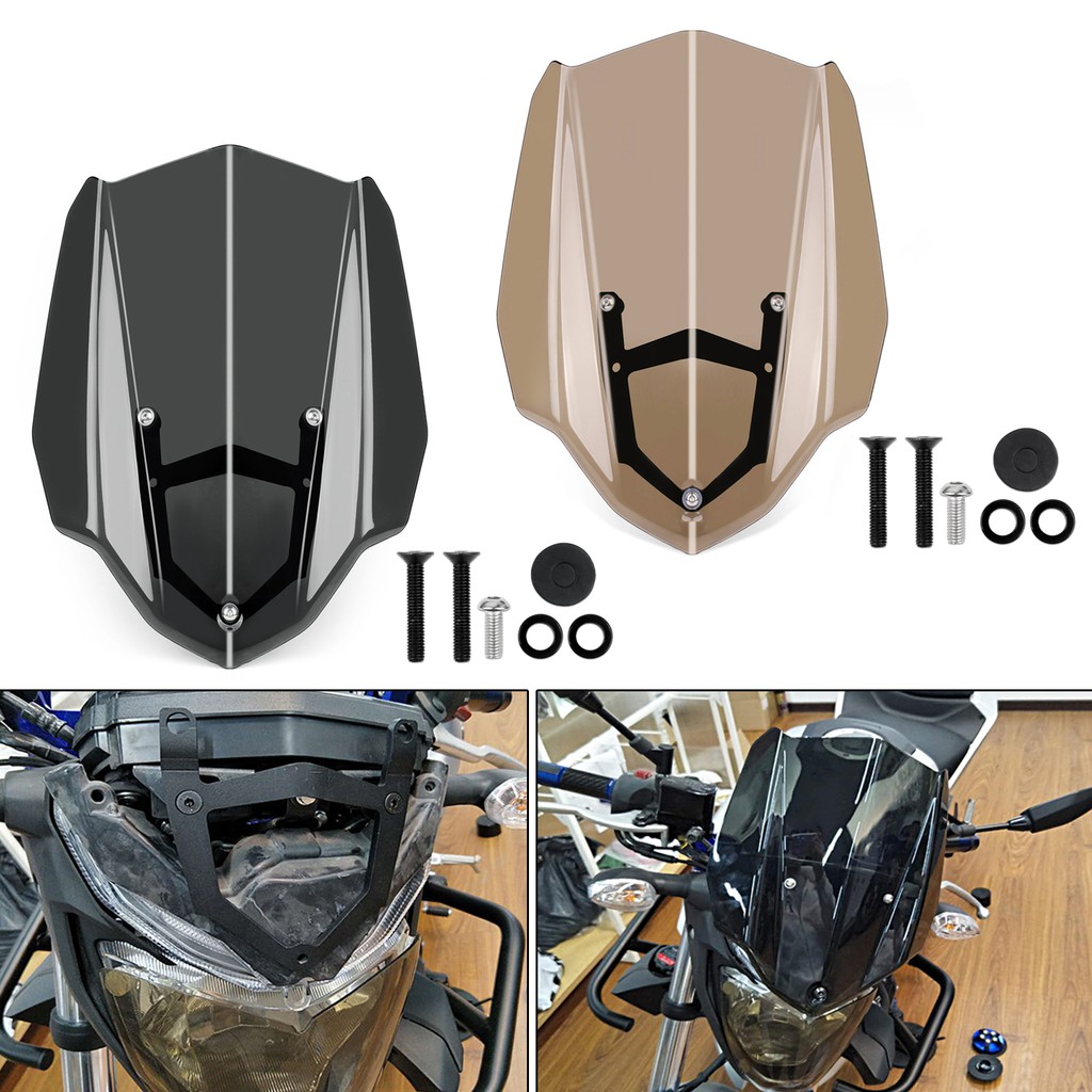 Kính chắn gió xe máy Areyourshop ABS có gá giữ cho Yamaha MT-03 2017 màu đen