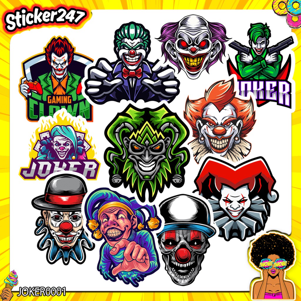 𝗦𝘁𝗶𝗰𝗸𝗲𝗿 dán hình hề Joker nhiều mẫu 1 set | JOKER0001 | Sticker 247