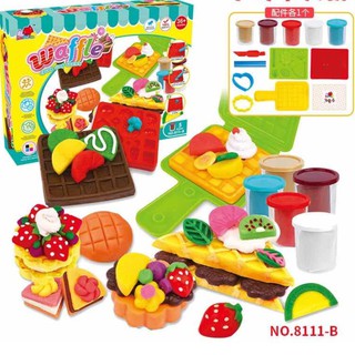 Bộ đất nặn mô hình làm kem, bánh sinh nhật, bánh Waffle, bữa ăn trưa picnic