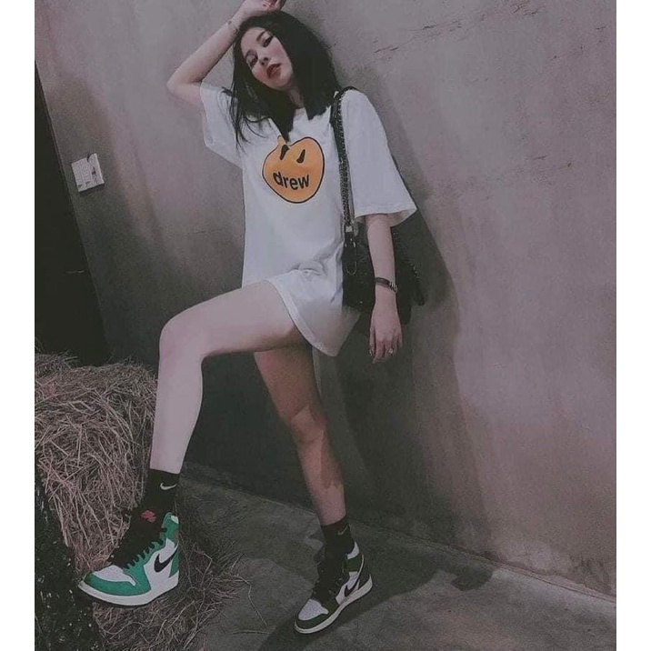 Áo phông mặt cười tay lỡ form rộng cổ tròn unisex