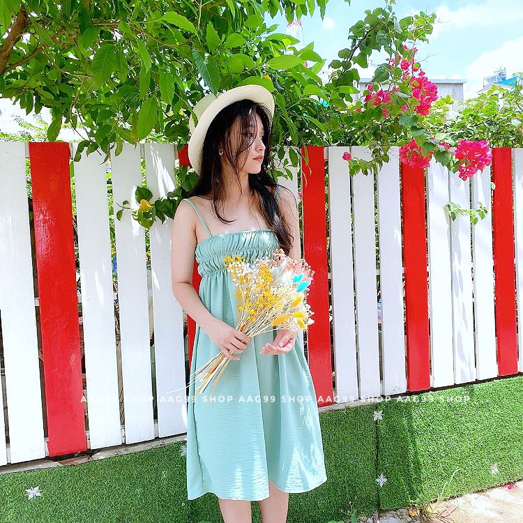 Đầm váy kiểu baby doll , nhúng thun ngực - Hình Thật - AAG99 Shop