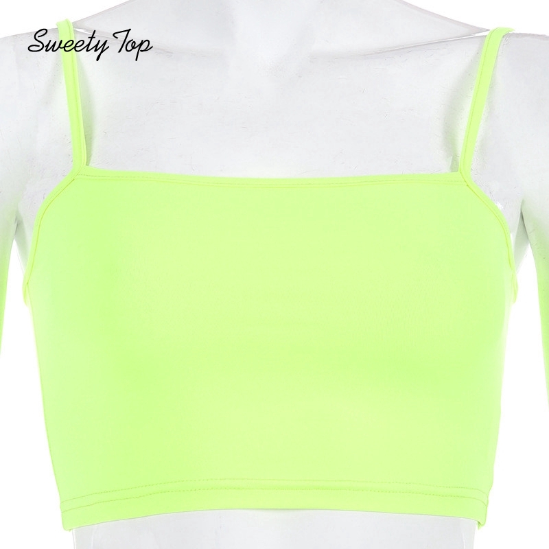 Áo Crop Top Hai Dây Màu Hồng/Xanh Lá