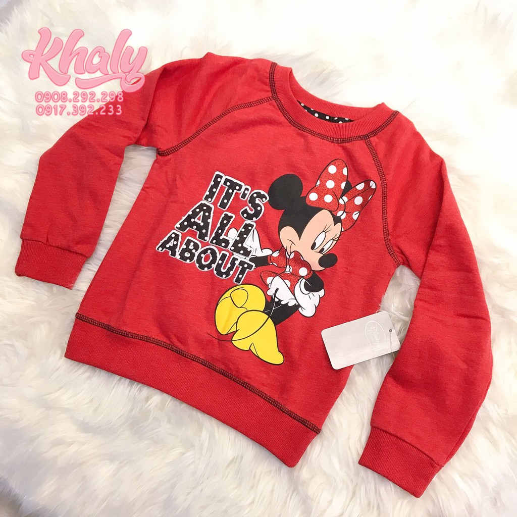 Áo tay dài trẻ em hình chuột Minnie Mouse màu đỏ size XS cho bé gái 4 tuổi (Mỹ US-UK) - ATTDMK01