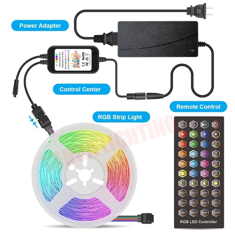 Dây Đèn Led Đổi Màu 12v 5m Có Remote Điều Khiển Bluetooth 5050 Rgb