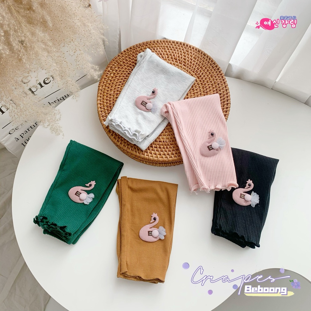Quần legging dài cho bé gái, quần cotton thun gân dáng ôm dạng legging cho bé gái