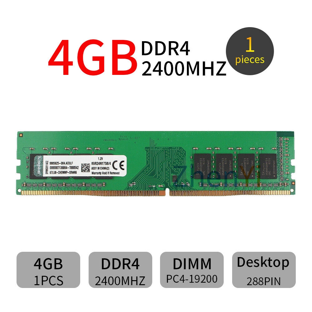 KINGSTON Bộ Nhớ 4gb Ddr4 2400mhz Pc4-19200 Kvr24N17S8 / 4 Dimm Cho Máy Tính