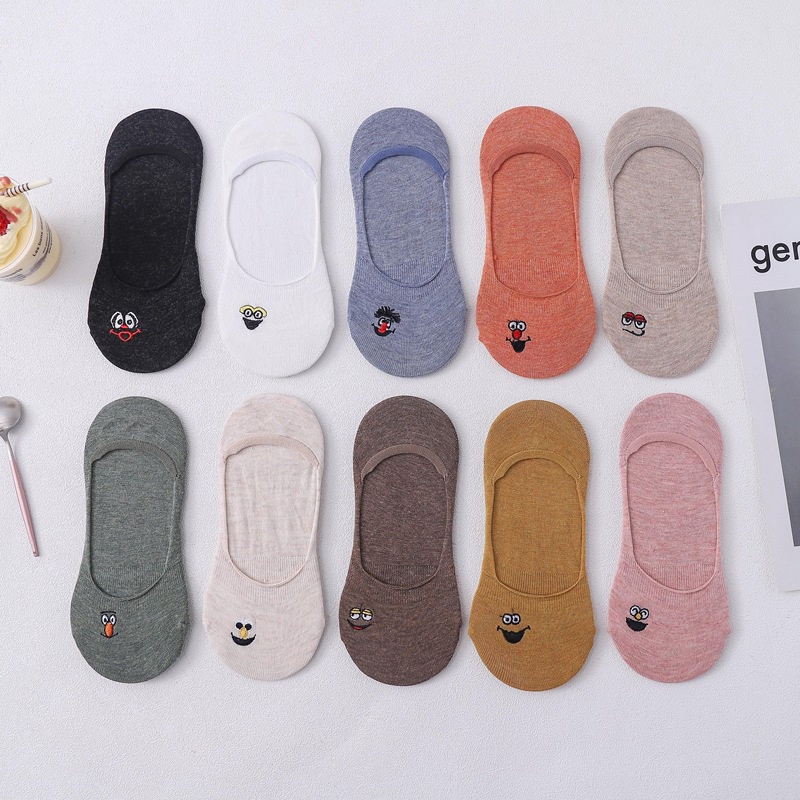 Vớ cotton Cổ Thấp Tàng Hình Thêu Họa Tiết Phong Cách Nhật Bản Thời Trang Mùa Xuân Cho Nữ