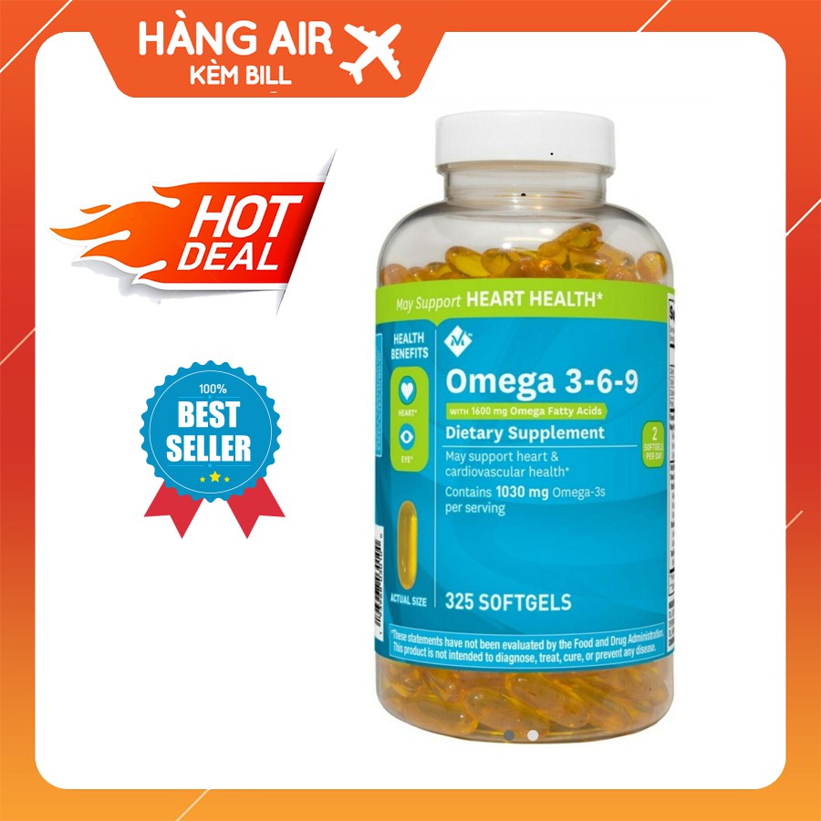 Viên uống Member's Mark Omega 3-6-9 Supports Heart Health 325 viên của Mỹ omega 369
