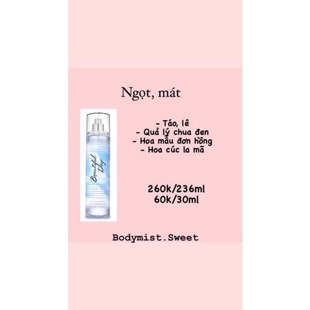 BODYMIST XỊT THƠM TOÀN THÂN CHIẾT 33ml Beautiful day