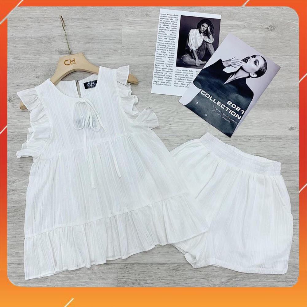 Sét Bộ Nữ, Sét Áo Tay Bèo Mix Quần Sooc Siu Đẹp Chất Đũi Dệt Siêu Mát Hang Qc Loại 1 | BigBuy360 - bigbuy360.vn