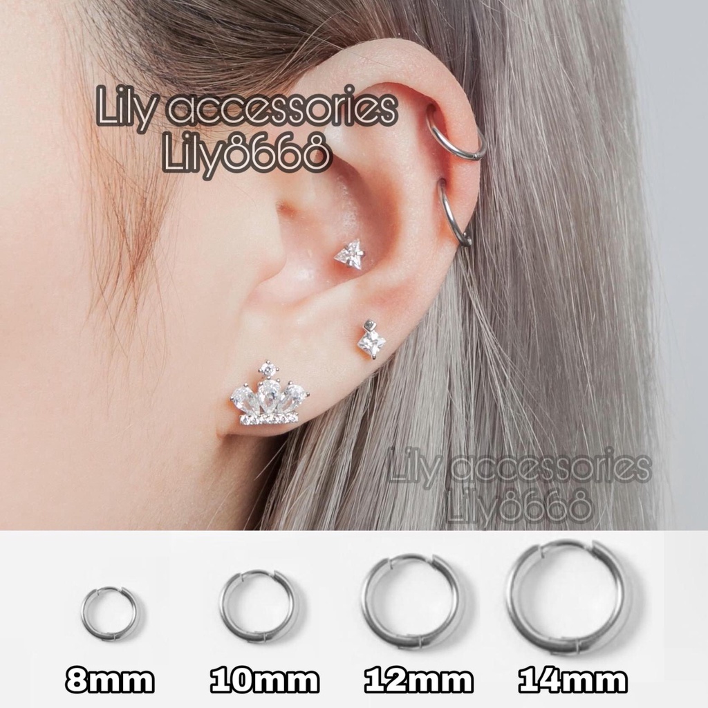 Classic Hoop Earring khuyên tai bông tai titan tròn mỏng không gỉ không đen không dị ứng nam nữ unisex