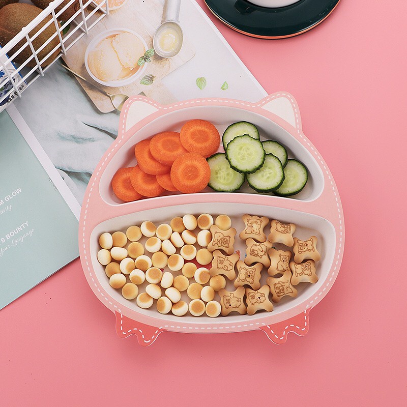 Khay Ăn Dặm Sợi Tre Hình Thú Cao Cấp Cho Bé