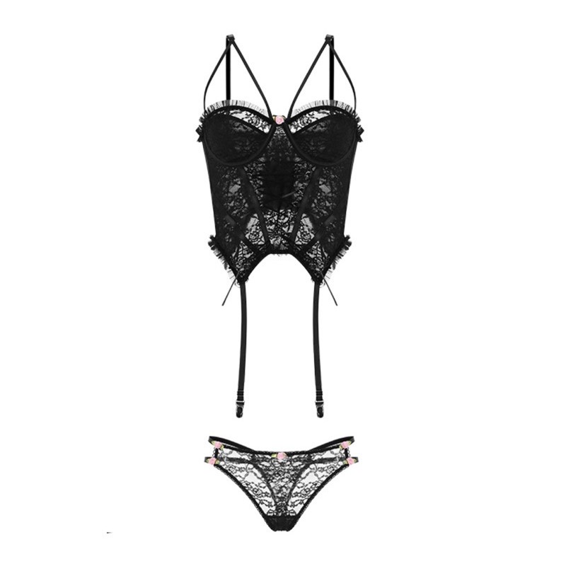[ CÓ ẢNH FEEDBACK] Bộ đồ ren nữ Mocha Corset Set có gọng không mút S953 Bralettehousevn