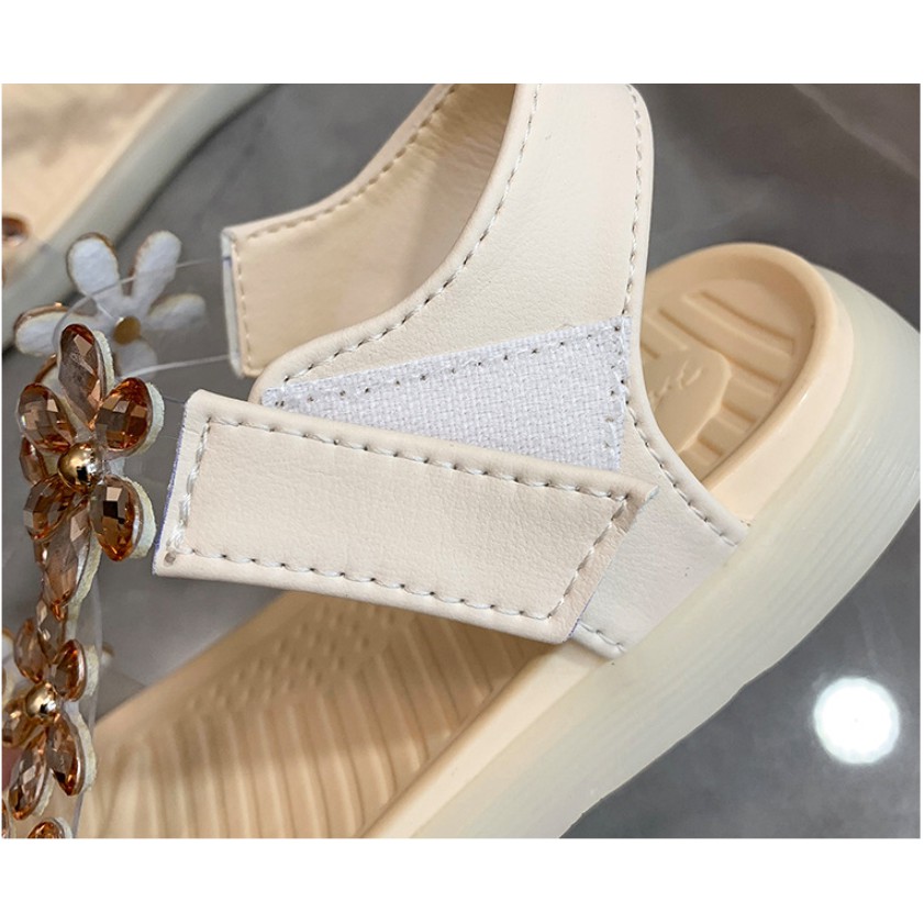 Dép quai hậu sandal bé gái size 27-37 siêu điệu đà cao cấp đính đá trong suốt lấp lánh