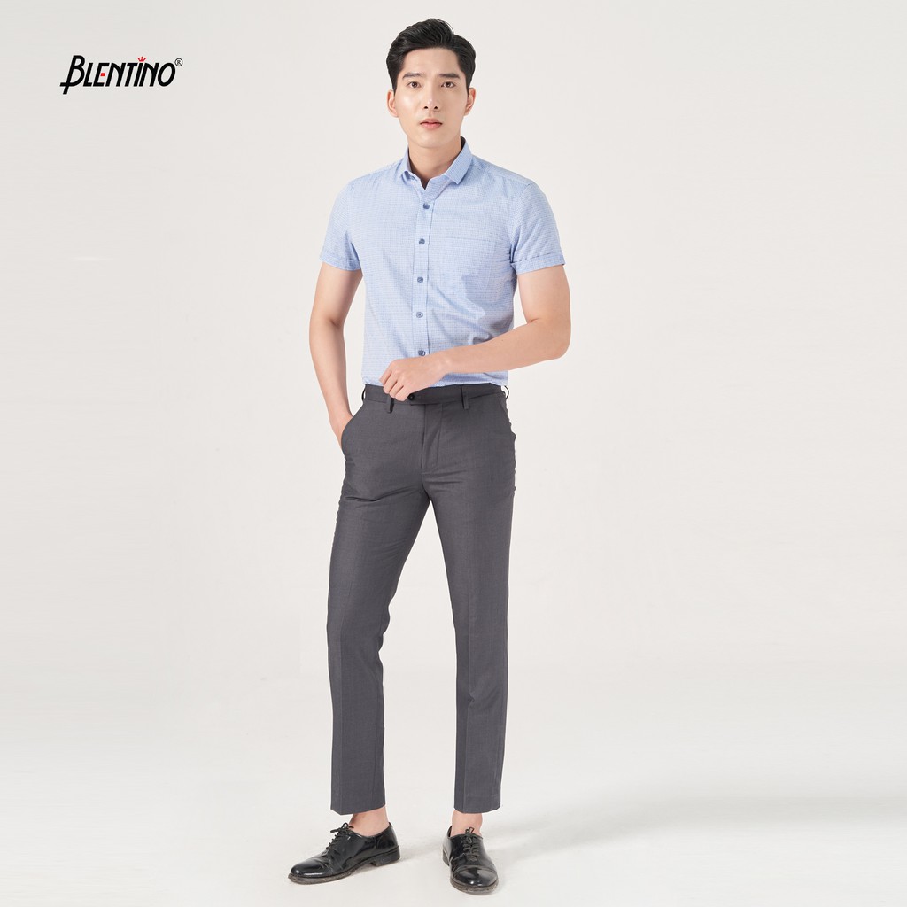 Áo Sơ Mi Nam Ngắn Tay Công Sở BLENTINO BCV07 - Form Dáng Regular Fit, Vải Cotton Trộn Sợi Chống Nhăn