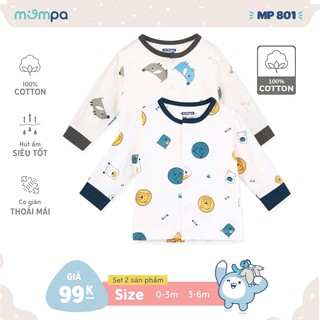 sét 2 bộ quần áo mompa cotton cho bé (0-24m)