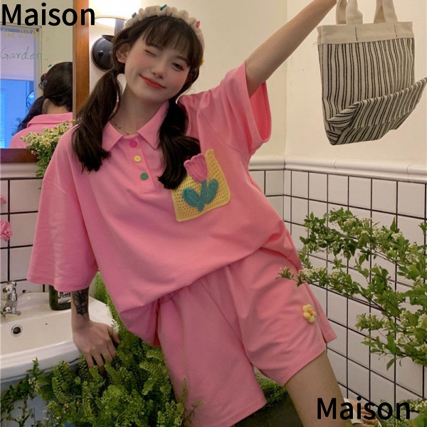 Set Áo Thun Polo + Đầm Yếm Dáng Rộng Phong Cách Hàn Quốc Thời Trang Mùa Hè Xinh Xắn Cho Nữ