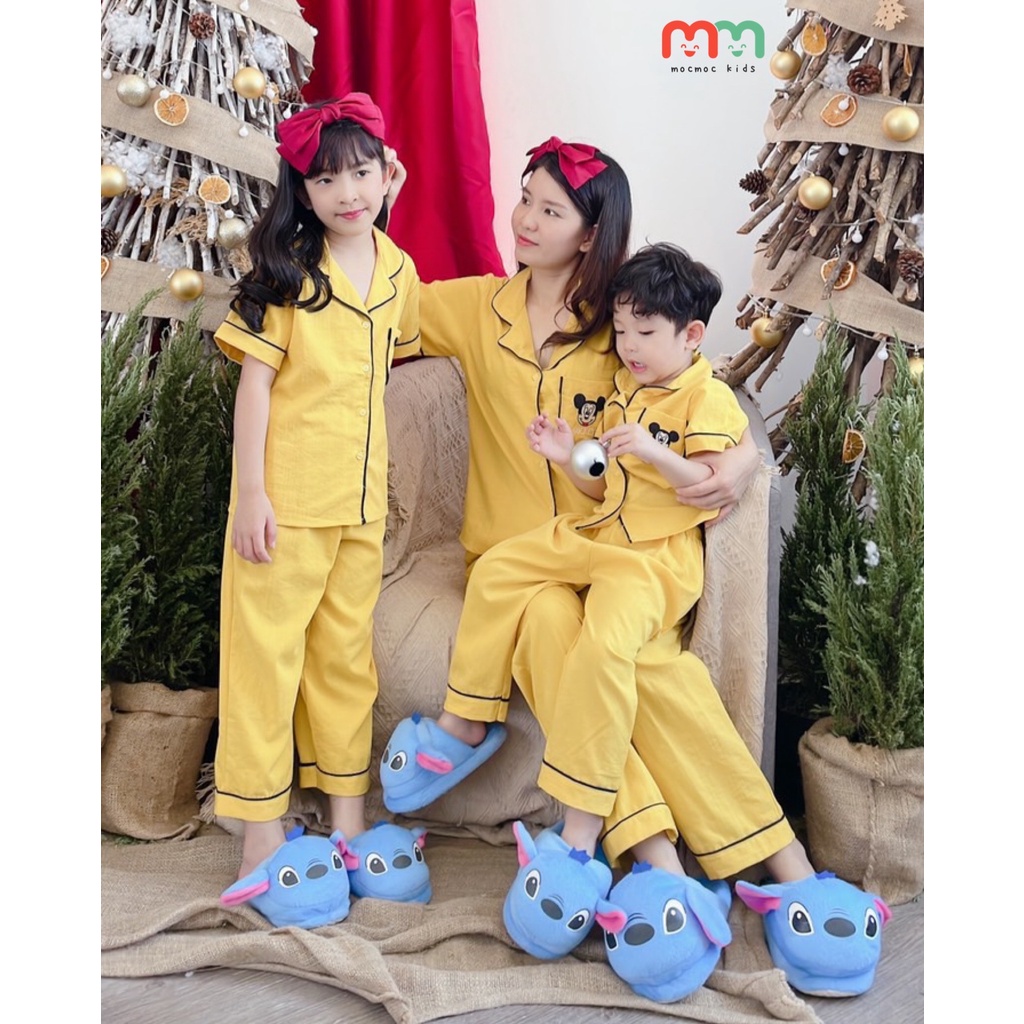 Đồ pijama bé gái bé gái size đại mặc ngủ chất linen cao cấp mềm nhẹ thoải mái cho bé 8kg đến 50kg