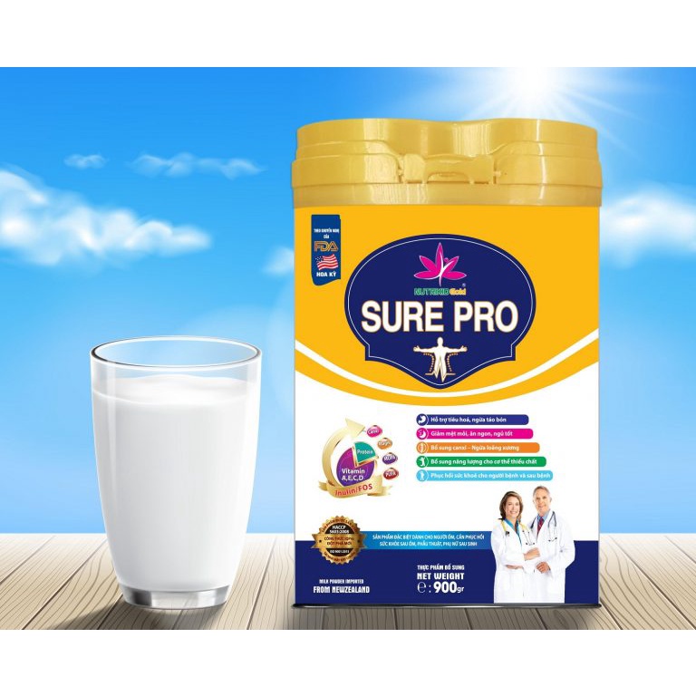Sữa Nutrikidgold Sure Pro 900g Bổ sung dinh dưỡng, phục hồi sức khỏe cho người già yếu, nhanh khỏe sau bệnh, phẫu thuật