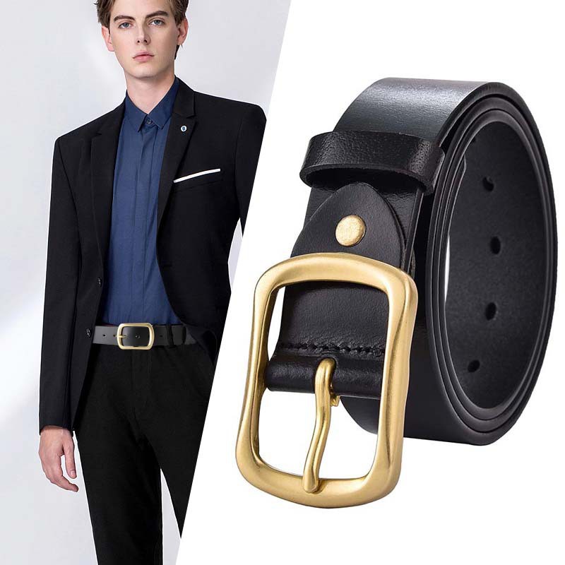 Thắt Lưng Nam Khóa Đồng Nguyên Khối DL88 - Thắt Lưng Da Bò Lớp 1 Siêu Bền - Tặng Kèm Đục Lỗ