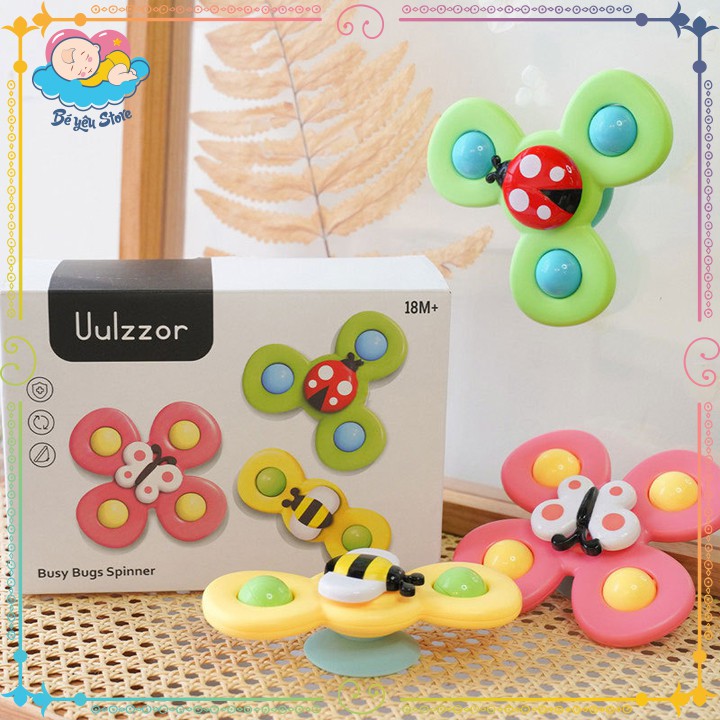  (Tuyển sỉ, ctv) Set 3 đồ chơi con quay spinner hình côn trùng vui nhộn cho bé