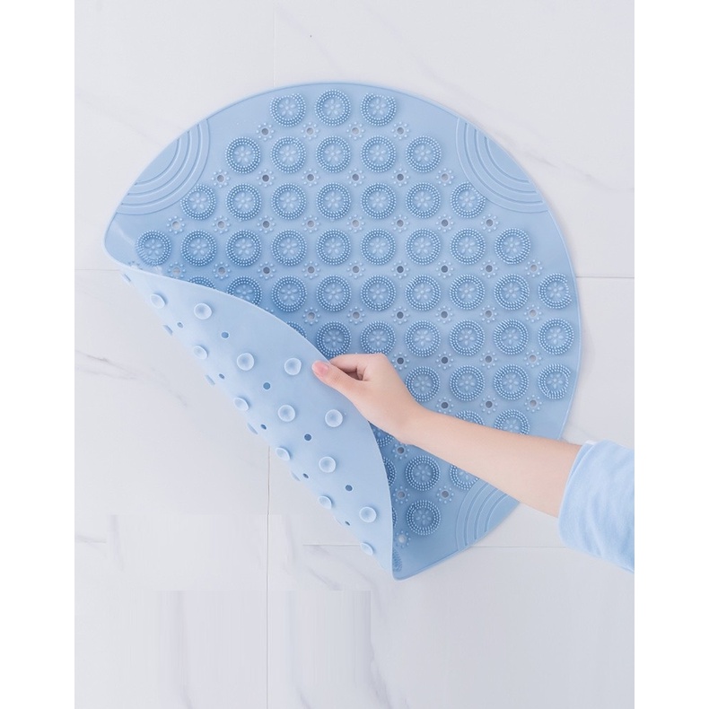 Thảm Nhựa PVC Dẻo Chống Trượt Phòng Tắm Cao Cấp Hình Tròn Mát Xa Chân 55cm Có Lỗ Thoát Nước SBK162