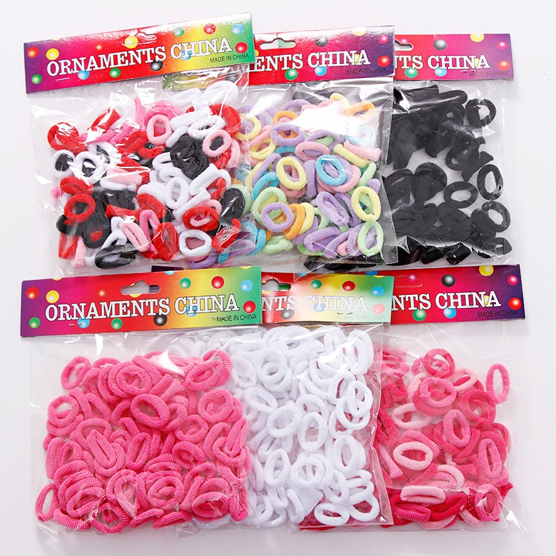 Set 100 Dây Cột Tóc Co Giãn Nhiều Màu Dễ Thương Cho Bé Gái