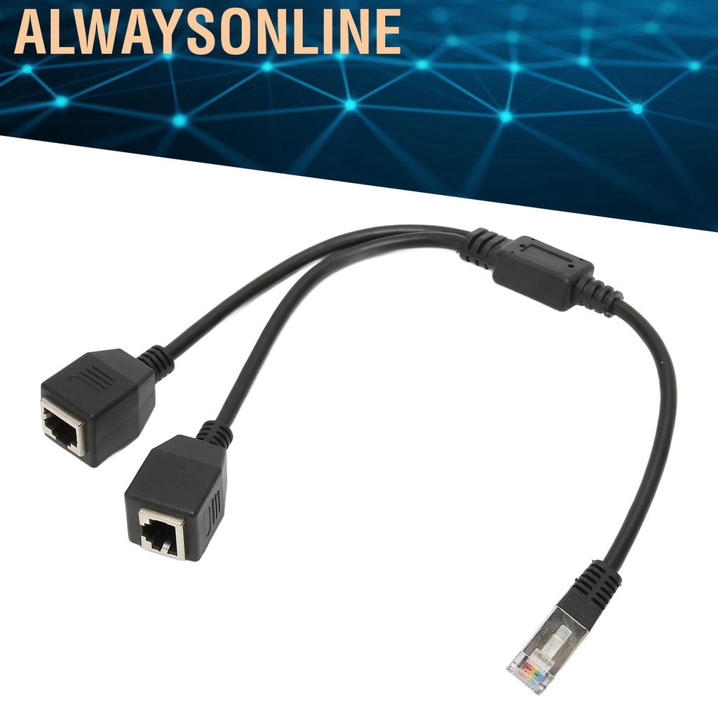 Alwaysonline RJ45 Ethernet Splitter Cable 1 Male to 2 Female Port Stable Fast Transmission Cat5 for Router Modem