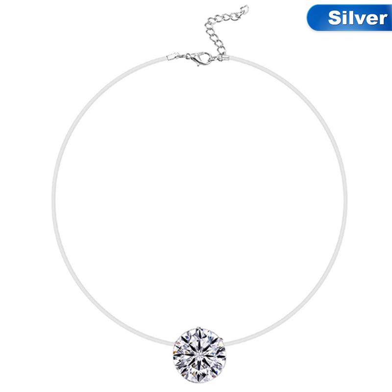 Vòng cổ dây kiểu câu cá vô hình đính đá zircon nhân tạo thời trang đơn giản