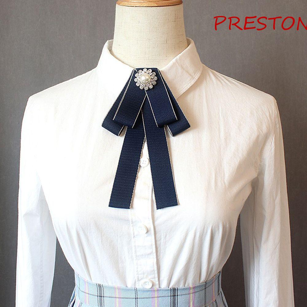 Áo Sơ Mi Cổ Thắt Nơ Đồng Phục Đính Ngọc Trai Cá Tính Dành Cho Nữ|Cravat Phong Cách Hàn Quốc