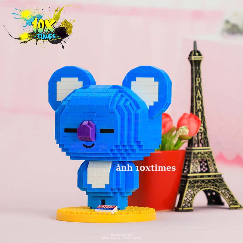 (size 15cm) mô hình 3d BTS BT21 hoạt hình chibi cooky tata koya lắp ráp gấu thỏ dễ thương, quà tặng bạn trai bạn gái