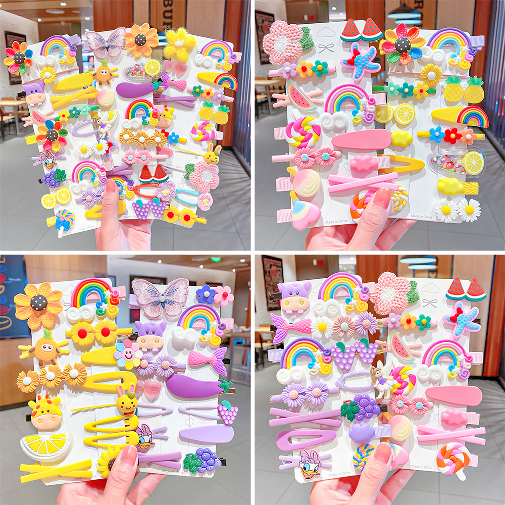 iF YOU Set 14 kẹp tóc kiểu dáng hoạt nhiều màu sắc thời trang hàn quốc cho bé