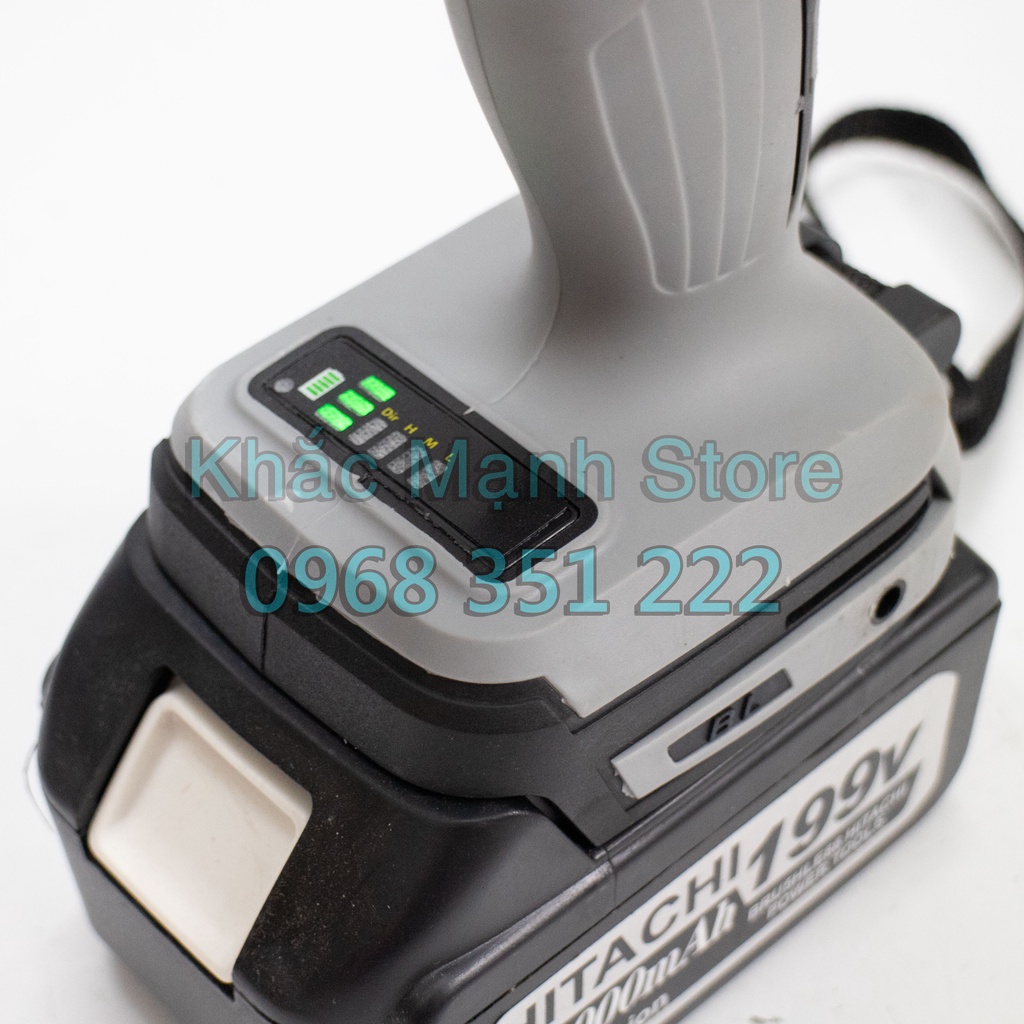 Máy Khoan Pin HITACHI 199V Không Chổi Than, Đầu Auto Lock Thép 13mm, Tặng Bộ Phụ Kiện