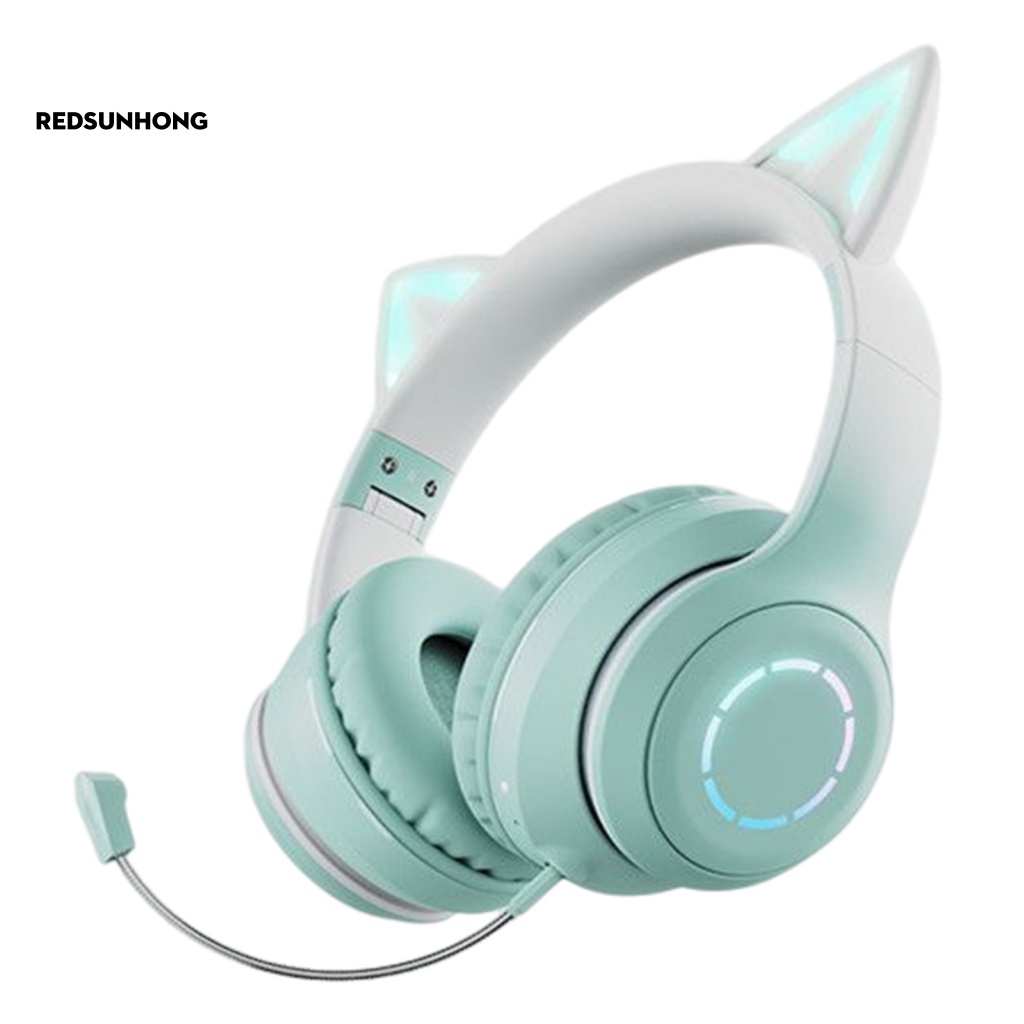 Tai Nghe Bluetooth Không Dây Hình Tai Mèo Dễ Thương Cho Trẻ Em