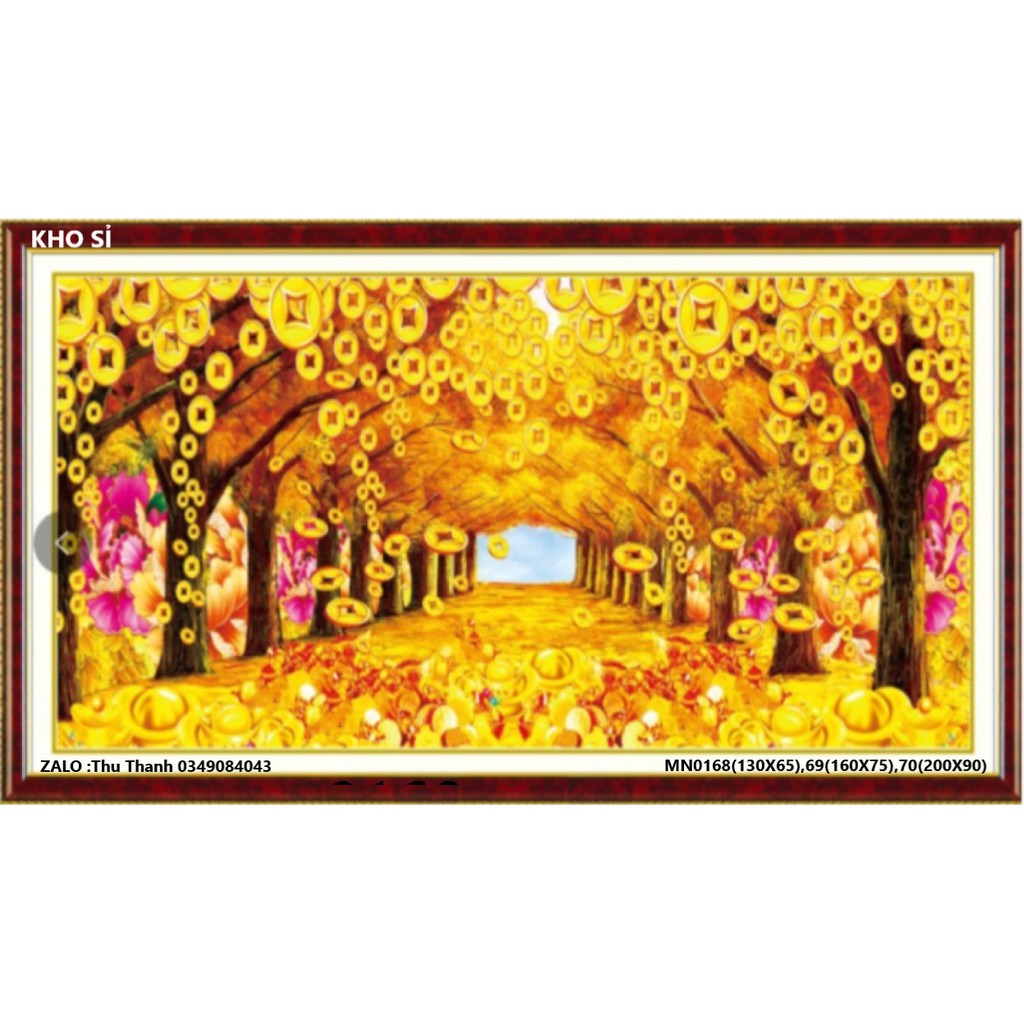 TRANH THÊU CHỮ THẬP (THÊU KÍN )  PHONG CẢNH RỪNG CÂY TIỀN MN0168 (130X65) MN0169 (160X75) MN0170 (200X90)
