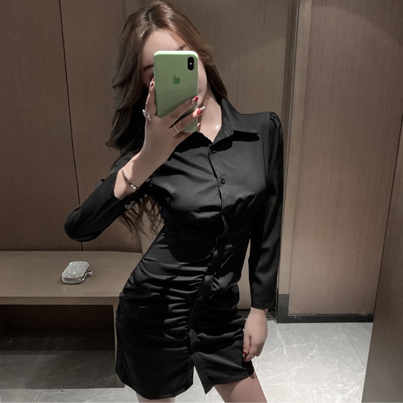 Đầm Sơ Mi Dáng Ôm Thời Trang Mùa Thu Phong Cách Hàn Quốc Cho Nữ
