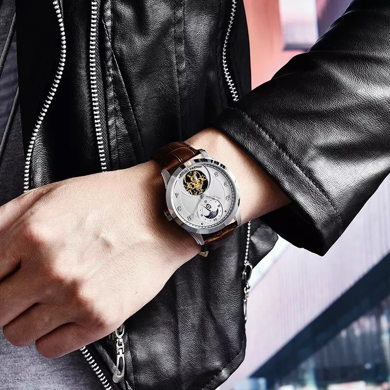 Đồng hồ cơ nam chính hãng PAGINI PA3399 dây da cao cấp mềm mại mặt kính sapphire chống nước chống xước-Bảo hành 12 tháng | BigBuy360 - bigbuy360.vn