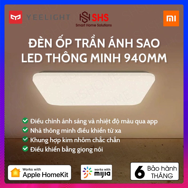 Đèn ốp trần ánh sao LED thông minh Xiaomi Yeelight, 940mm, điều khiển qua App, A2001R900, SHS Vietnam