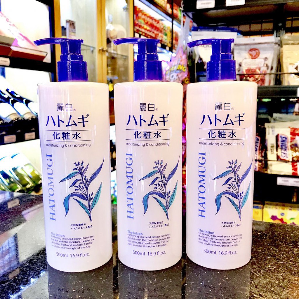 [Mã SKAMCLU9 giảm 10% đơn 100K] Nước Hoa Hồng Hatomugi Chiết Xuất Ý Dĩ Làm Sáng Da The Lotion Reihaku 500ml