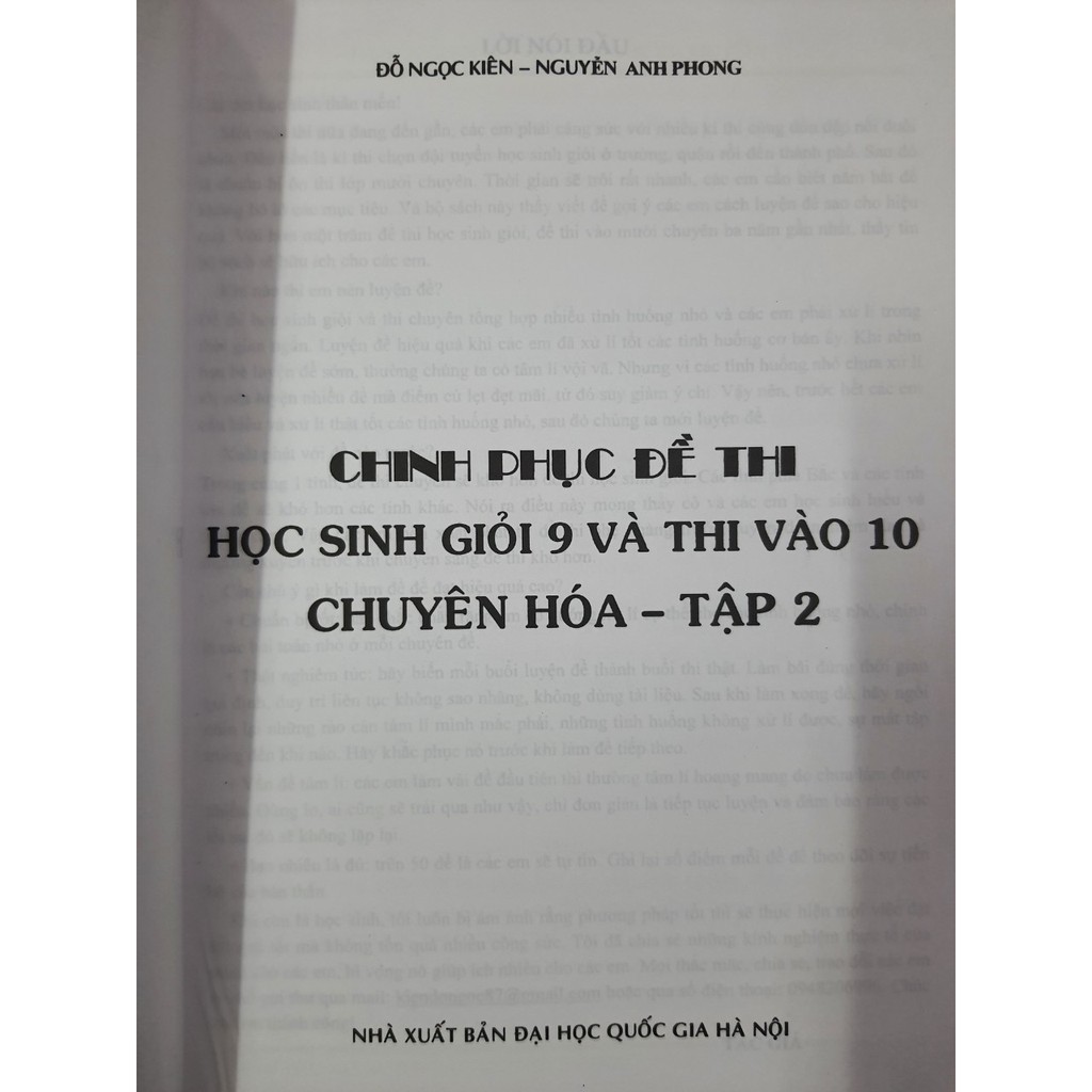 Sách - Chinh phục đề thi học sinh giỏi 9 và thi vào 10 chuyên Hoá Tập 2