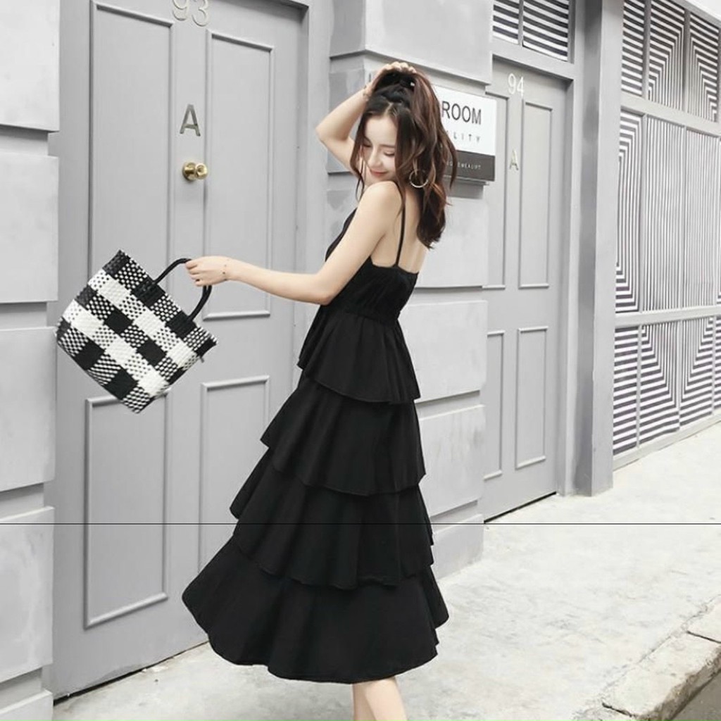 Đầm Maxi 4 Tầng Eo Chun 2 Màu - DM0085 | BigBuy360 - bigbuy360.vn
