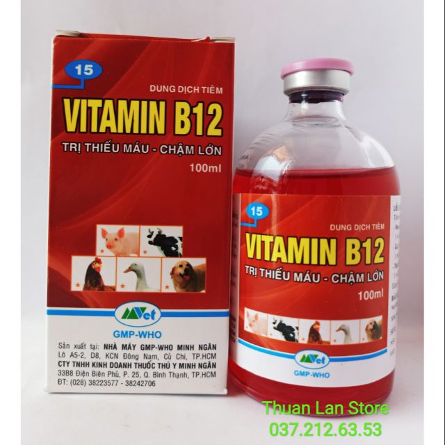 Vitamin B12 Giải Độc Cho Cây, Trị Bệnh Thiếu Máu Cho Động Vật ( chai 100ml )