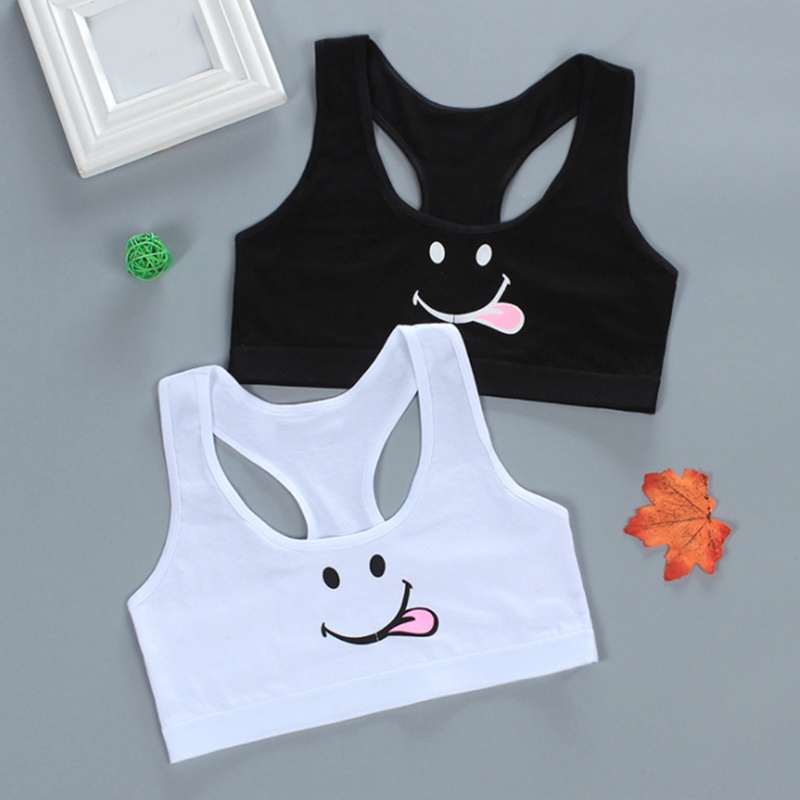 Áo Lót Thể Thao Hai Lớp Họa Tiết Mặt Cười Hoạt Hình Cho Bé Gái