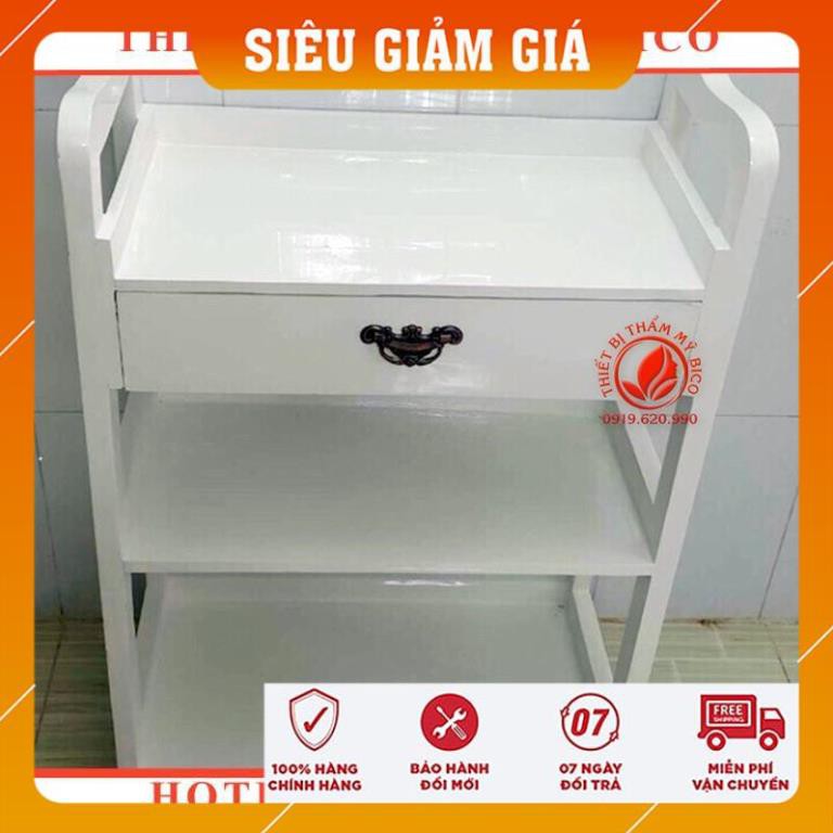 Kệ gỗ, xe đẩy gỗ 3 tầng cho spa -Thiết bị spa giá tốt