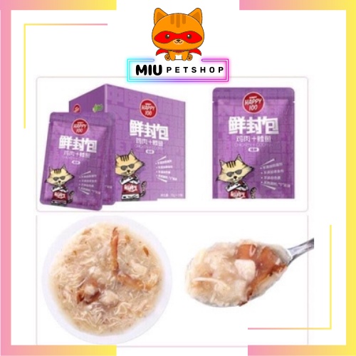 Pate cho mèo Wanpy Happy 100, Pate cho mèo nhiều vị túi 70gr