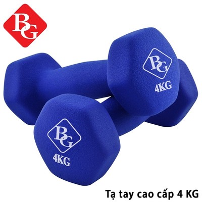 BG-Cặp tạ tay cao cấp lõi Thép đặc bọc caosu nhám 4KG Xanh Lam Thái Lan